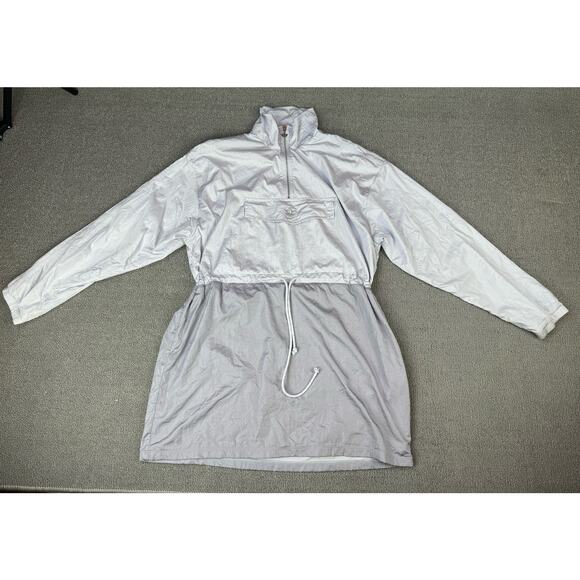 Adidas Windbreaker Pullover Jacket Drawstring Waist Gray Silver Size Medium - Picture 4 of 15